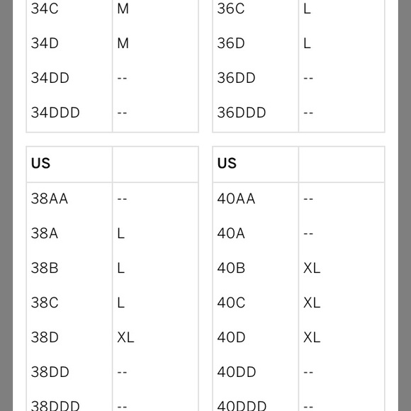 Victoria’s Secret bra sizes to help - Picture 2 of 2